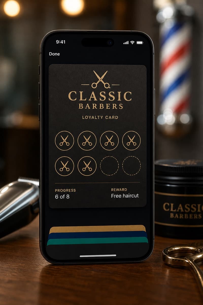 Apple Wallet barbershop card with scissors stamps (6 of 8)