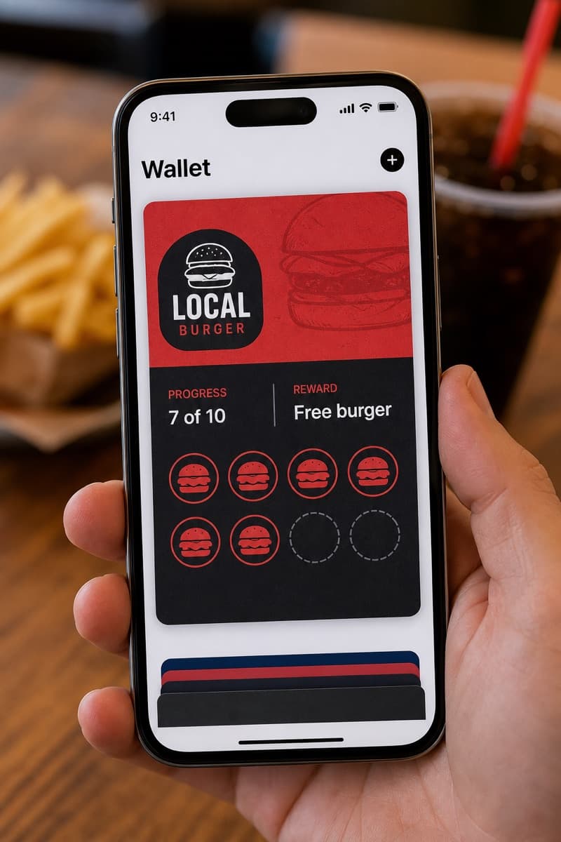 Apple Wallet burger restaurant card with burger stamps (7 of 10)