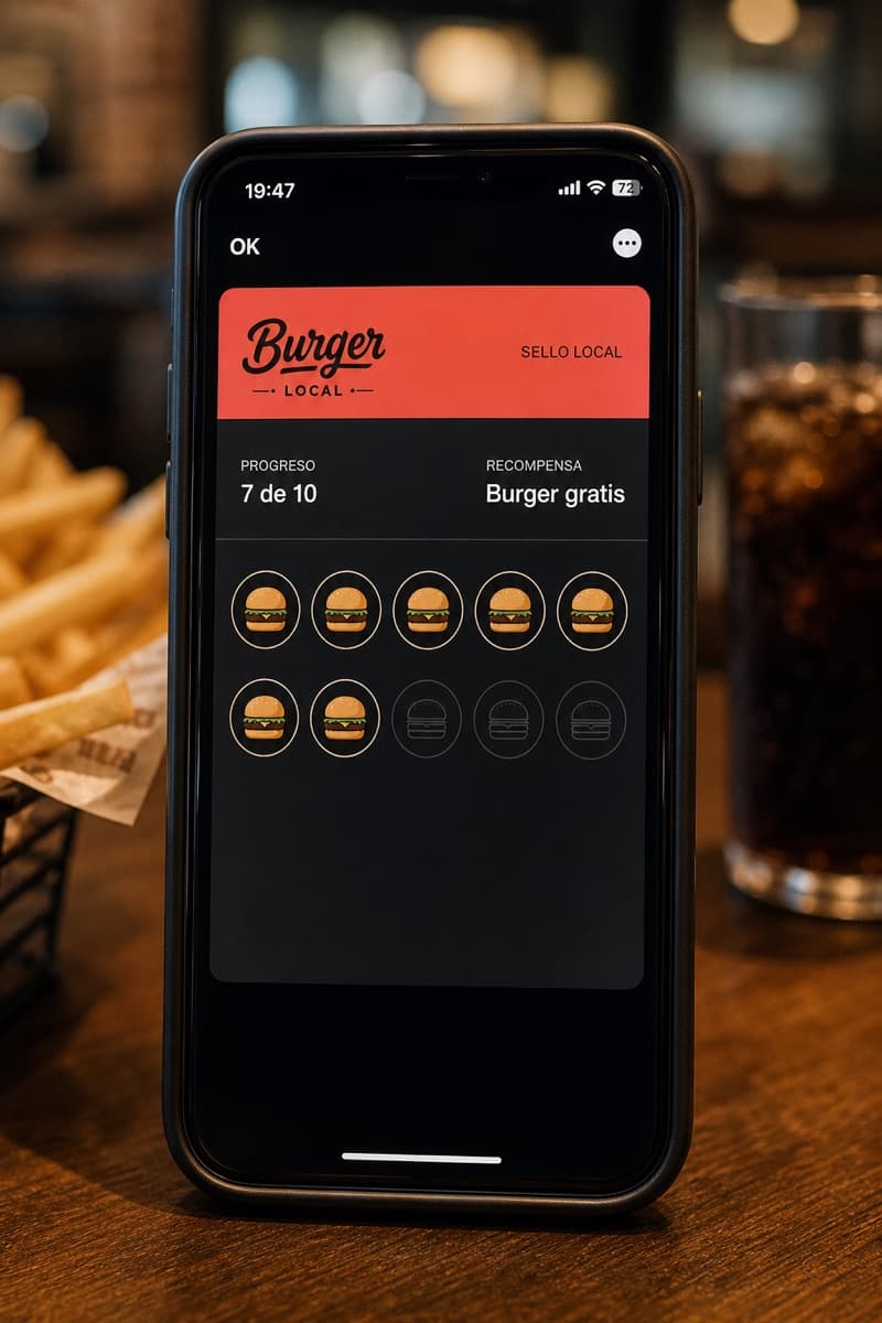 Tarjeta Apple Wallet de hamburguesería con sellos de burger (7 de 10)
