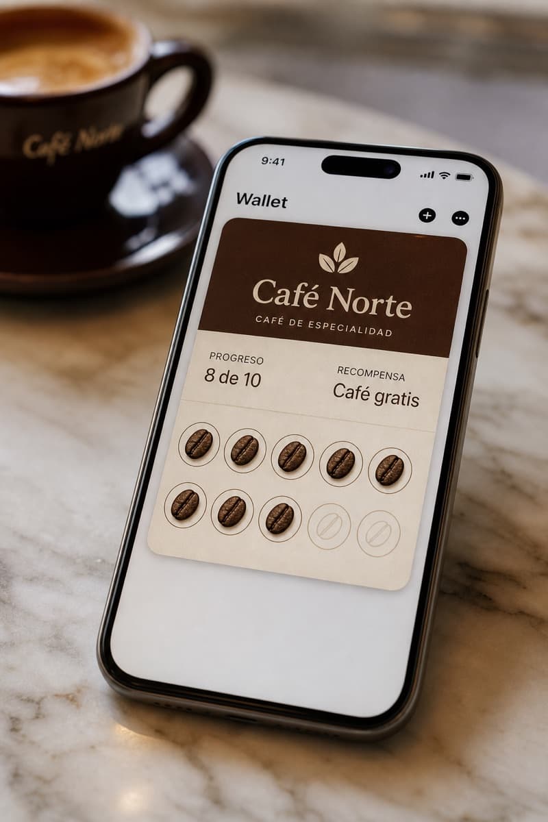 Tarjeta Apple Wallet de cafetería con sellos de grano de café (8 de 10)